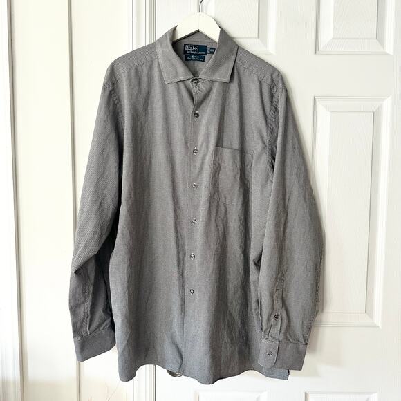 Polo By Ralph Lauren Black White Micro Houndstooth Marseille Buttondown XXL - Picture 1 of 8